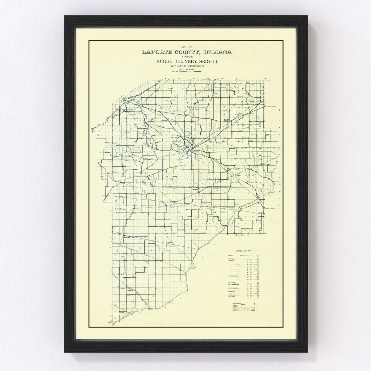 LaPorte County Vintage Map 1910