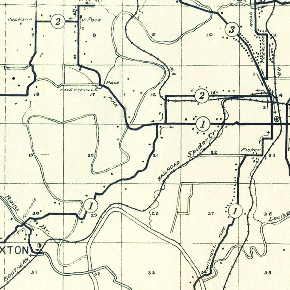 Restored historic details from the 1909 county map of Lawrence County, Indiana