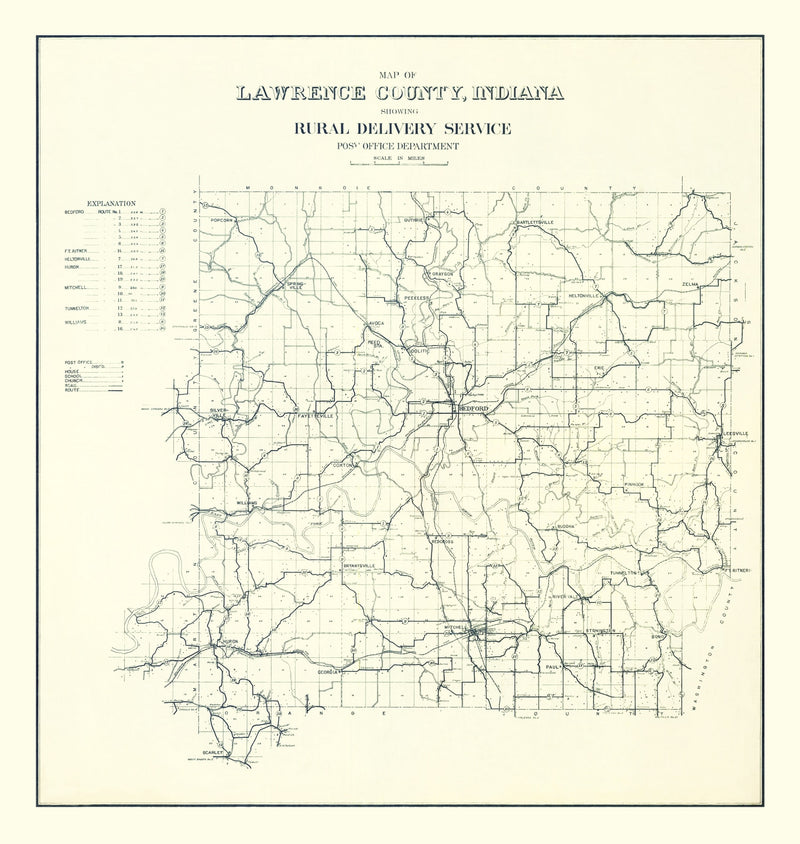 Size comparison using Vintage Map of Lawrence County, Indiana 1909