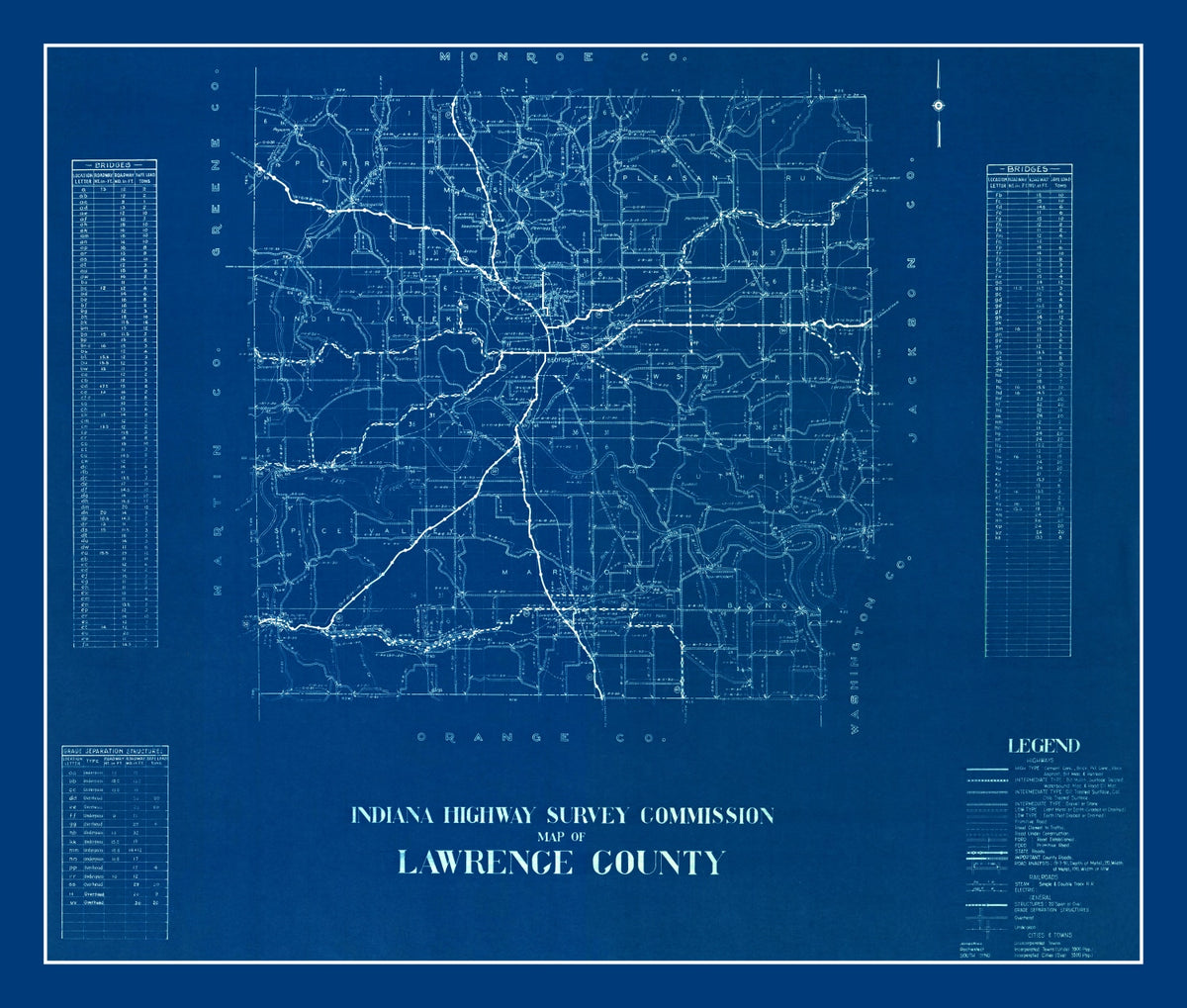 Preview of Vintage Map of Lawrence County, Indiana 1936