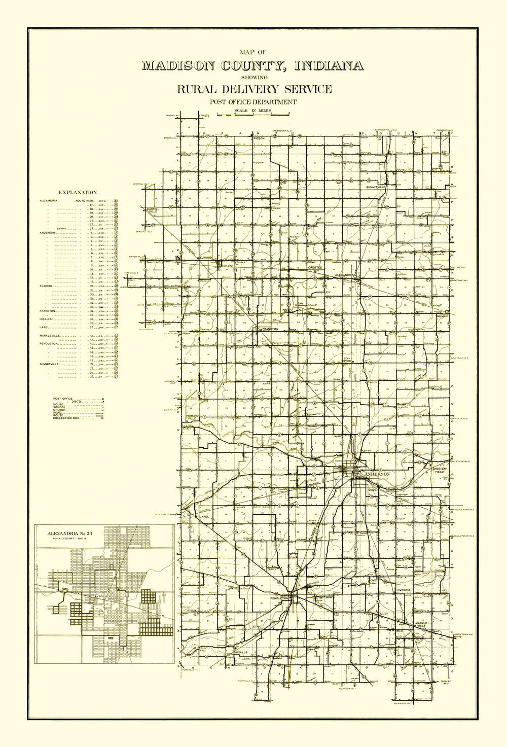 Vintage Map of Madison County, Indiana 1910 print style example