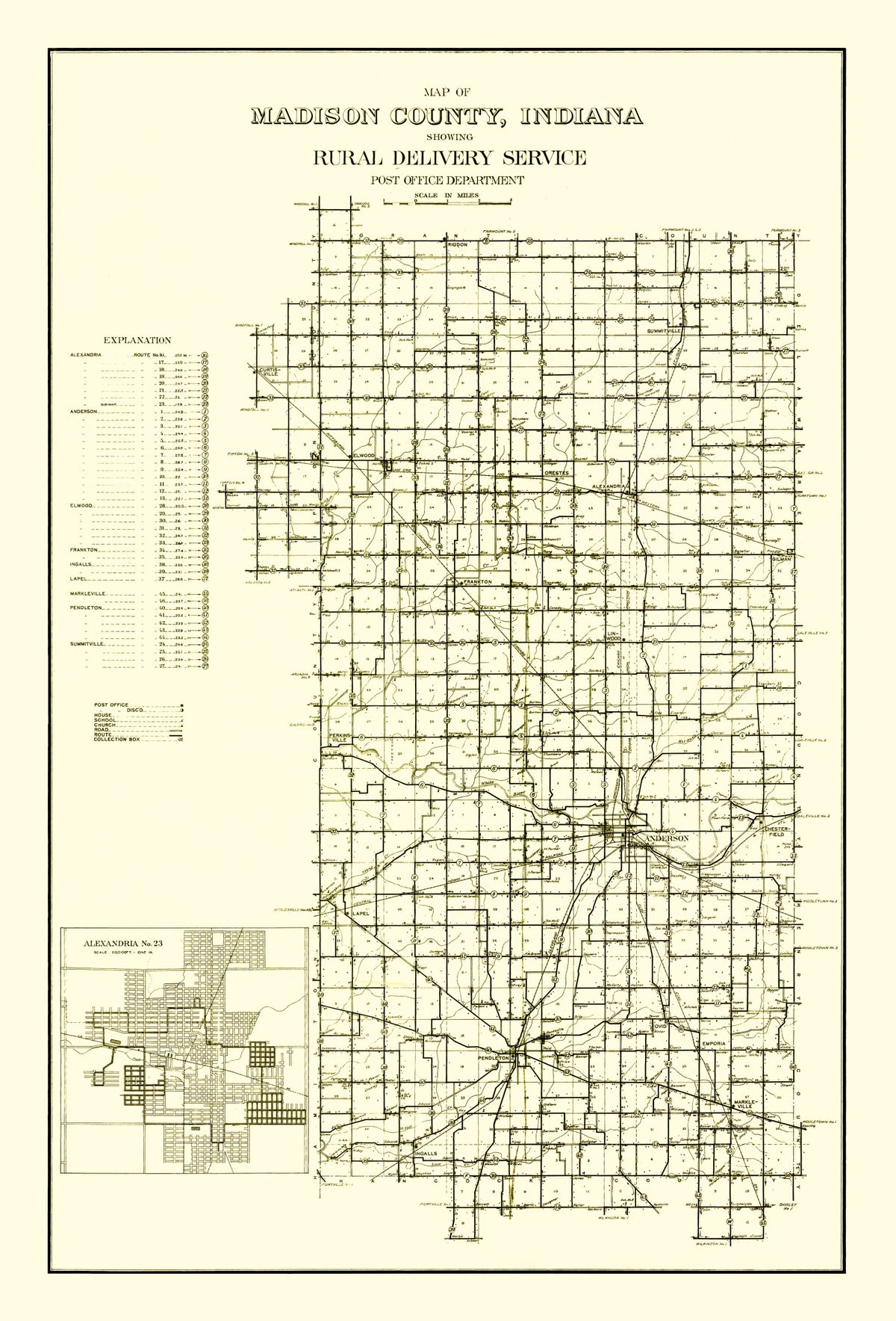 Preview of Vintage Map of Madison County, Indiana 1910