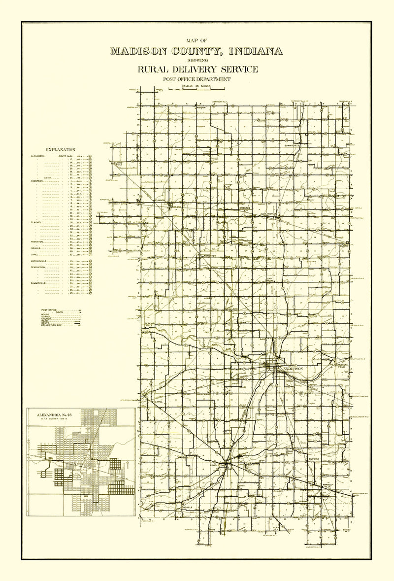 Size comparison using Vintage Map of Madison County, Indiana 1910