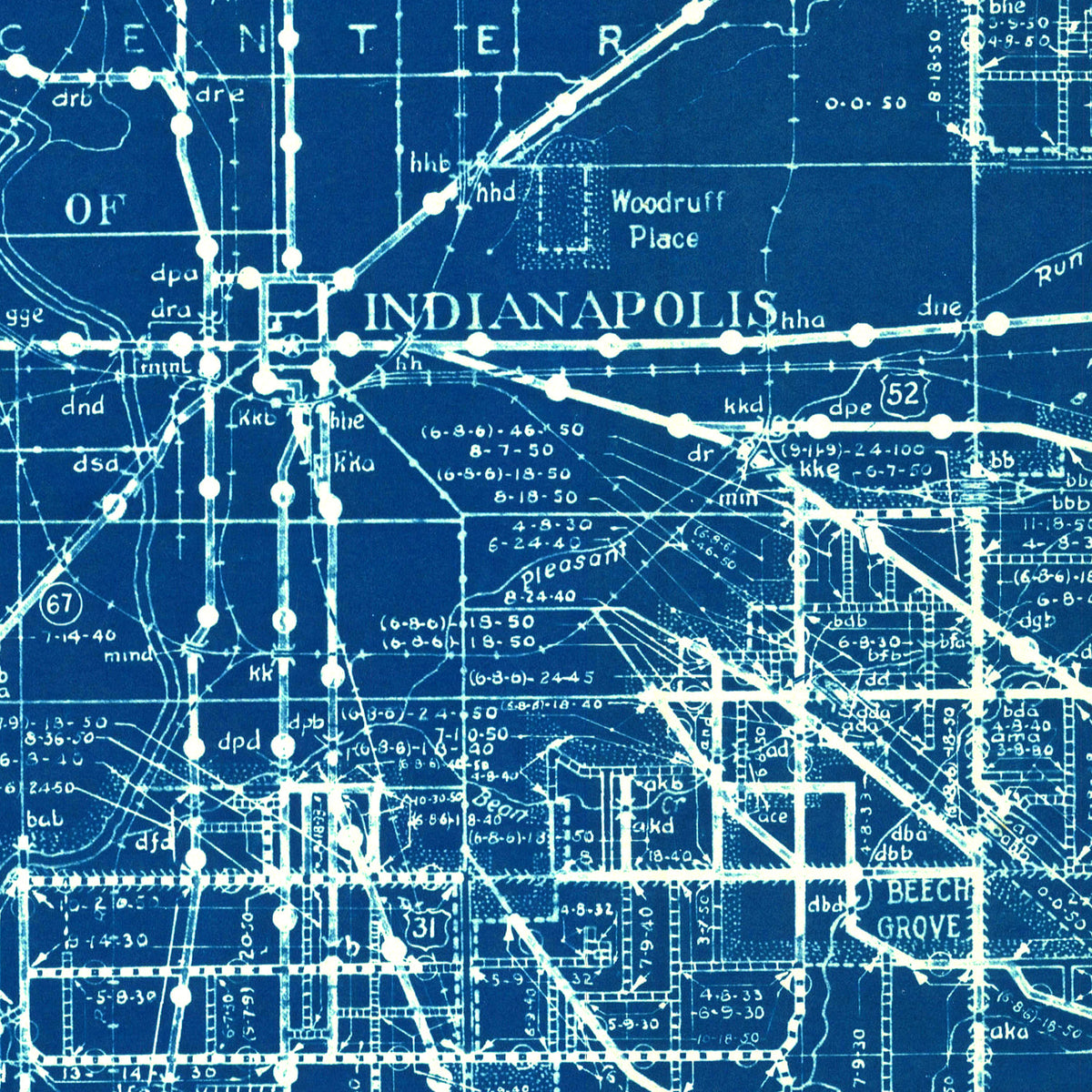 Restored historic details from the 1936 county map of Marion County, Indiana