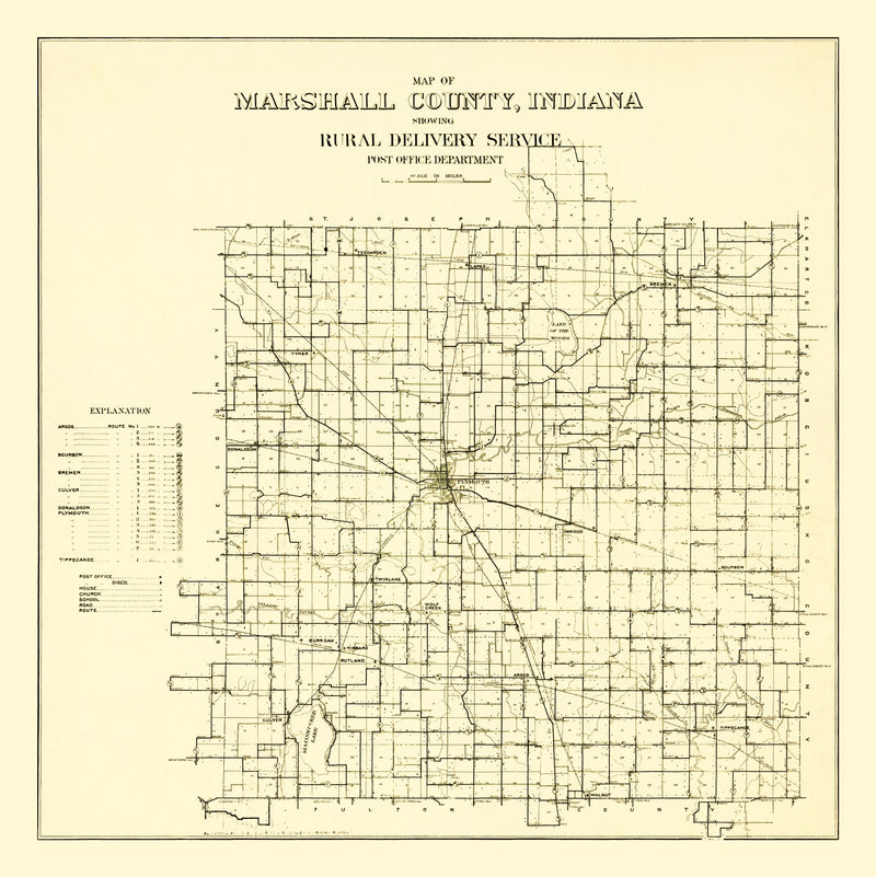 Size comparison using Vintage Map of Marshall County, Indiana 1910