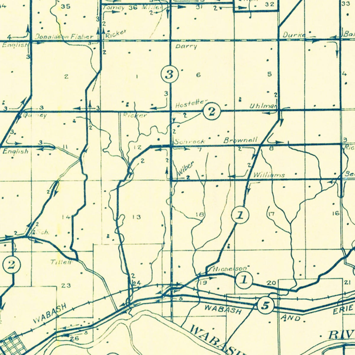 Restored historic details from the 1911 county map of Miami County, Indiana