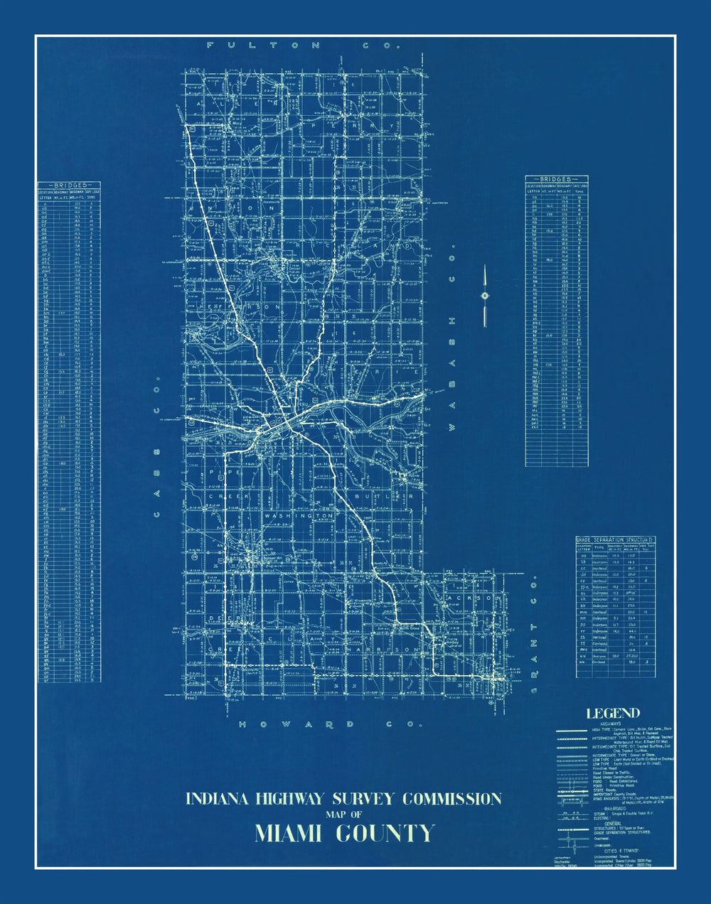 Vintage Map of Miami County, Indiana 1936 print style example