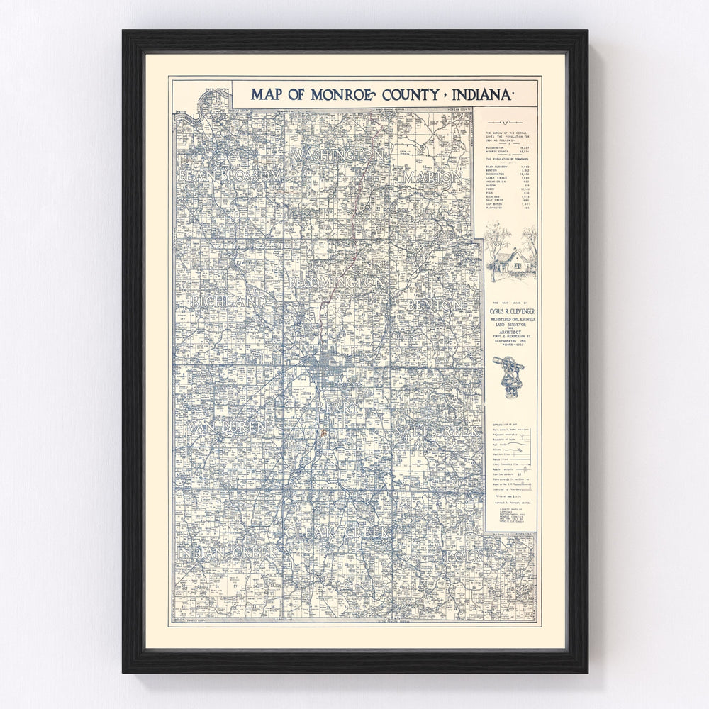 Monroe County Vintage Map 1932