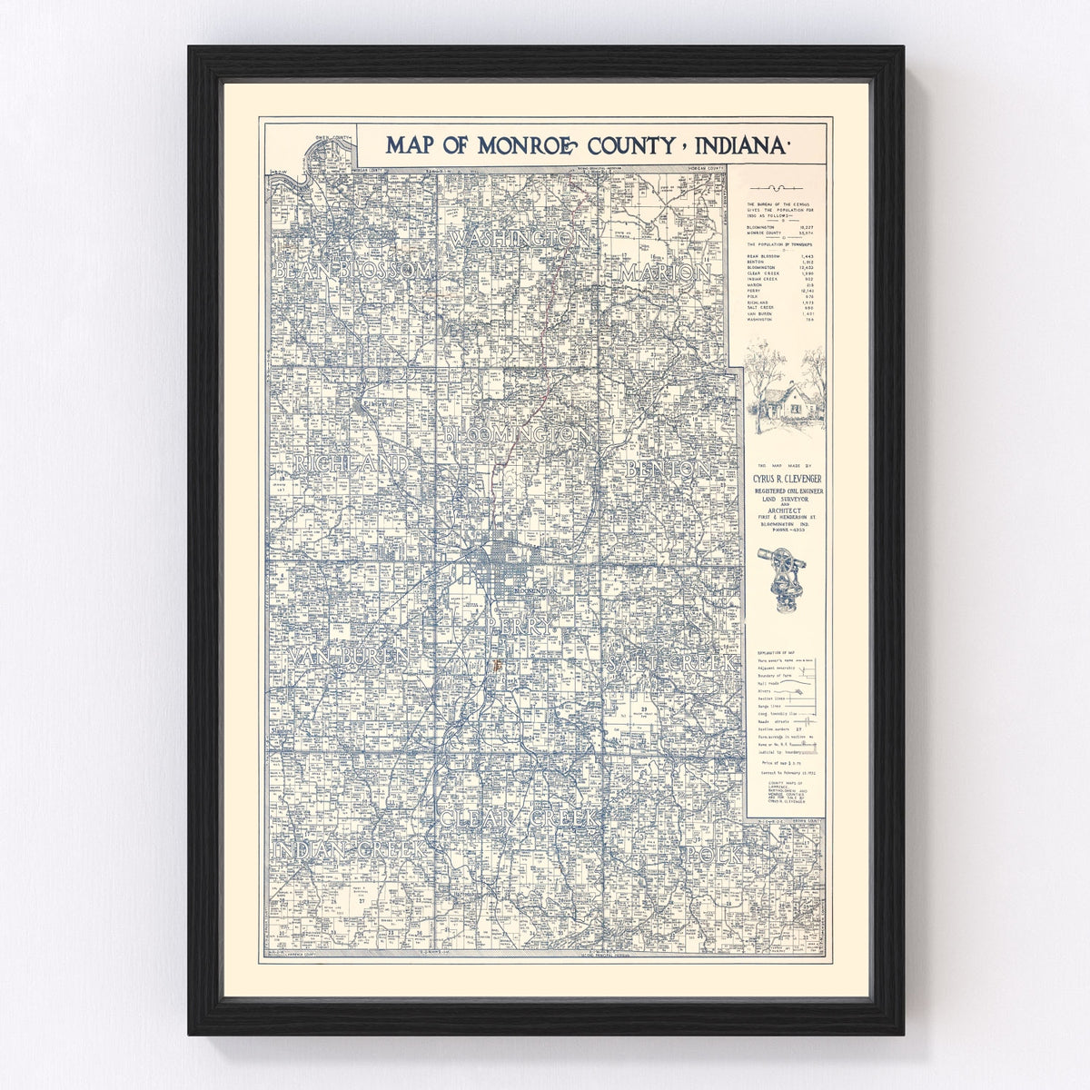Monroe County Vintage Map 1932