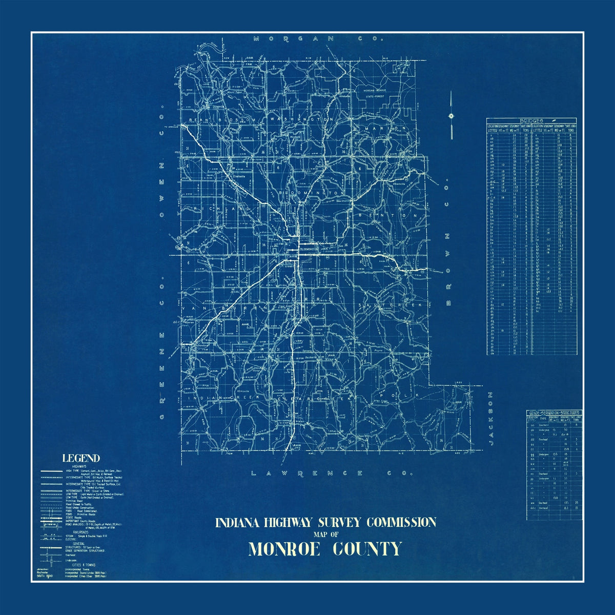 Preview of Vintage Map of Monroe County, Indiana 1936
