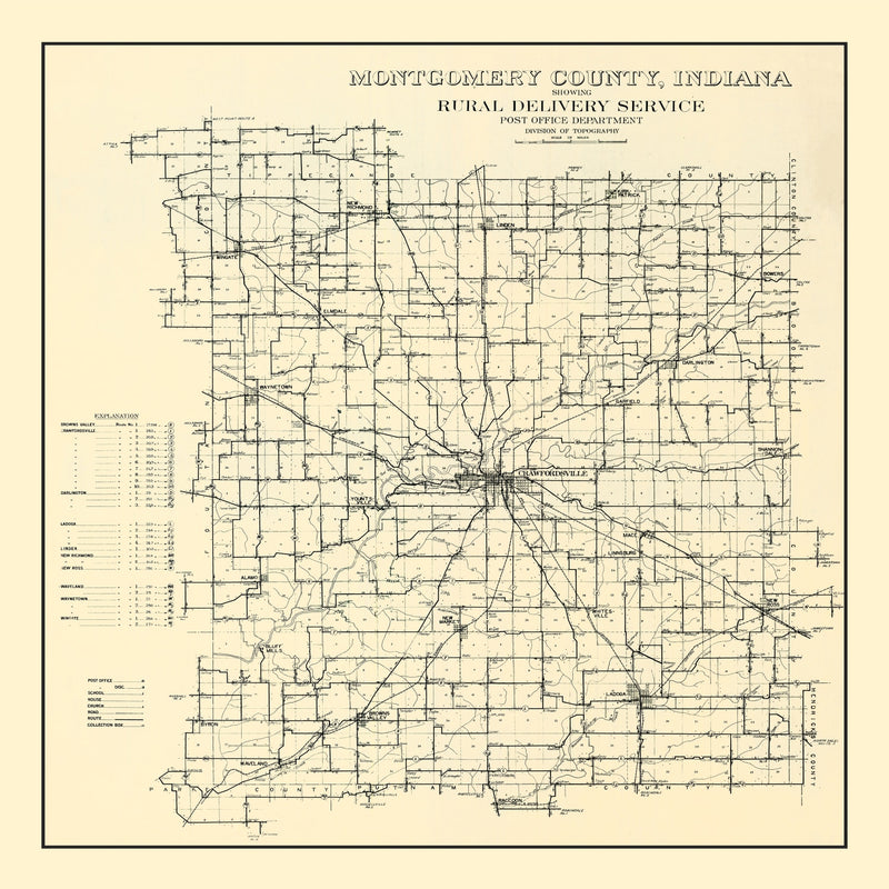 Size comparison using Vintage Map of Montgomery County, Indiana 1912