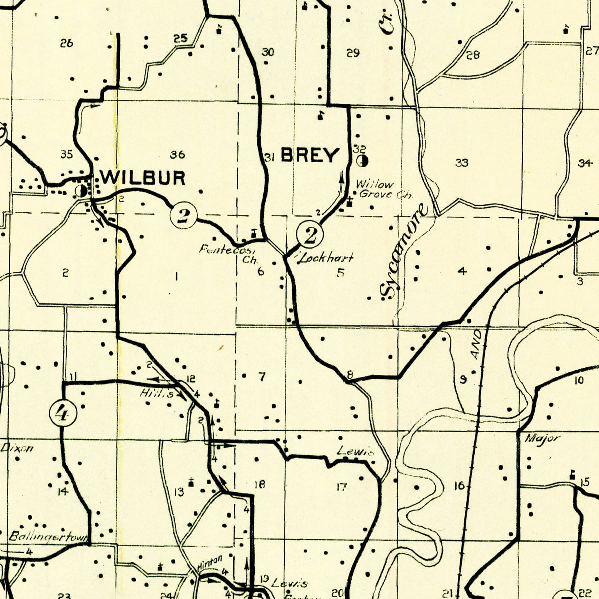 Restored historic details from the 1911 county map of Morgan County, Indiana