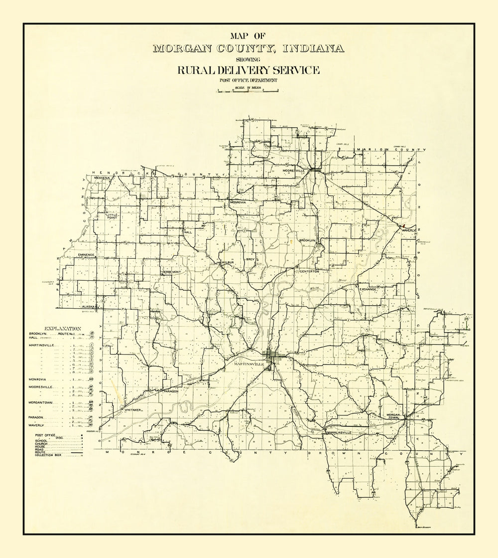 Vintage Map of Morgan County, Indiana 1911 print style example