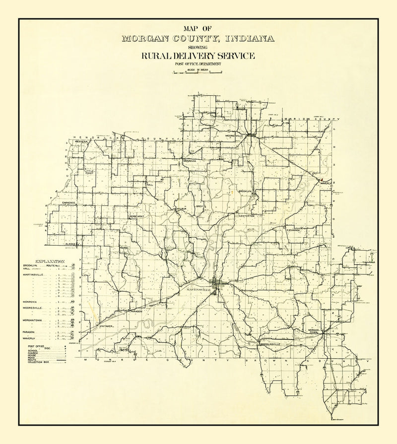 Size comparison using Vintage Map of Morgan County, Indiana 1911