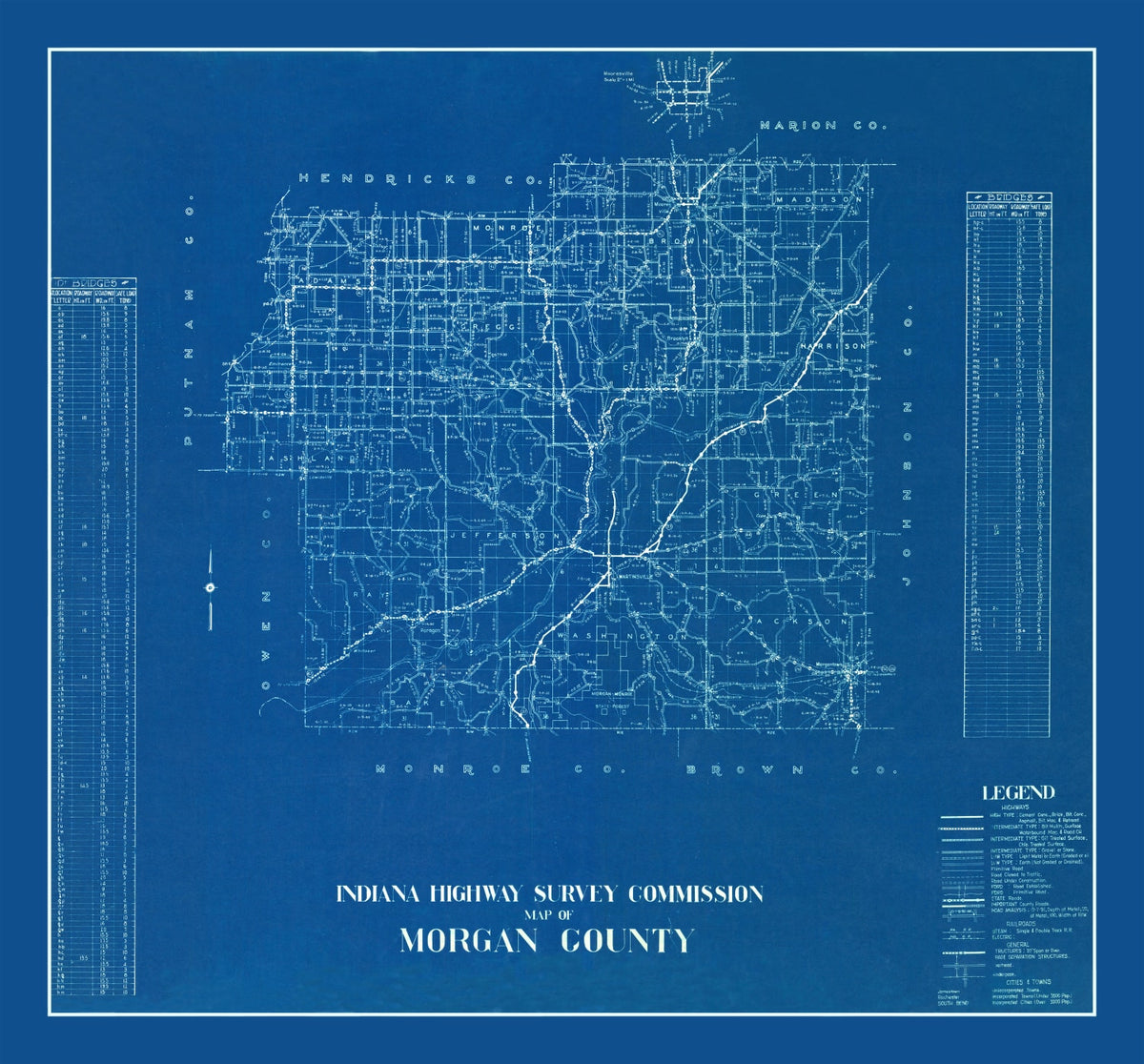 Preview of Vintage Map of Morgan County, Indiana 1936