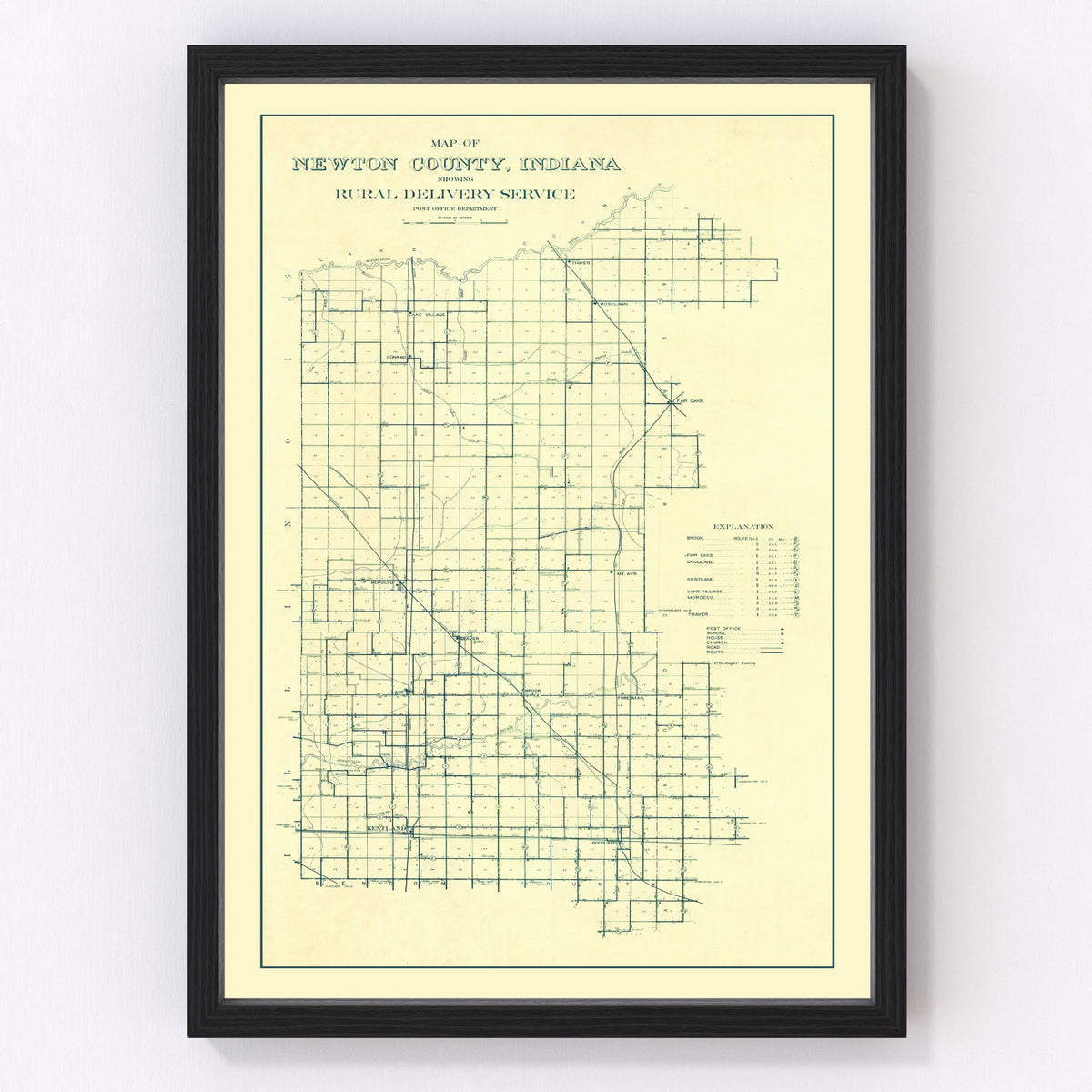 Newton County Vintage Map 1909