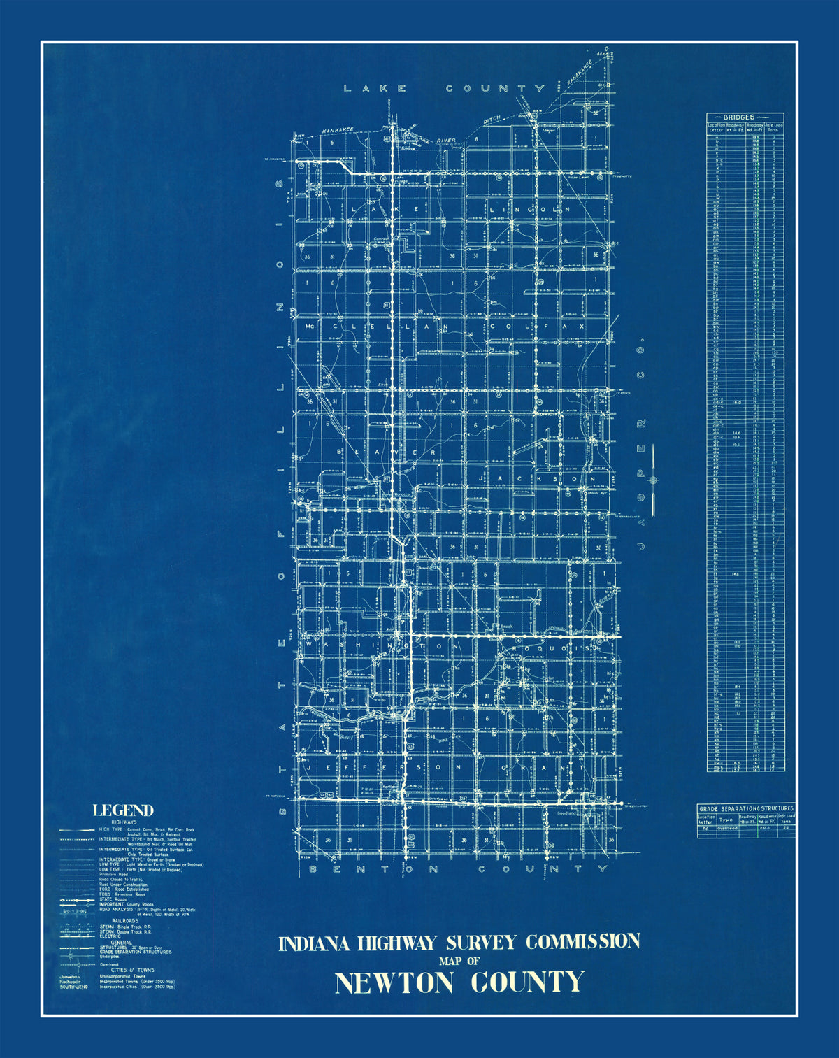 Preview of Vintage Map of Newton County, Indiana 1936