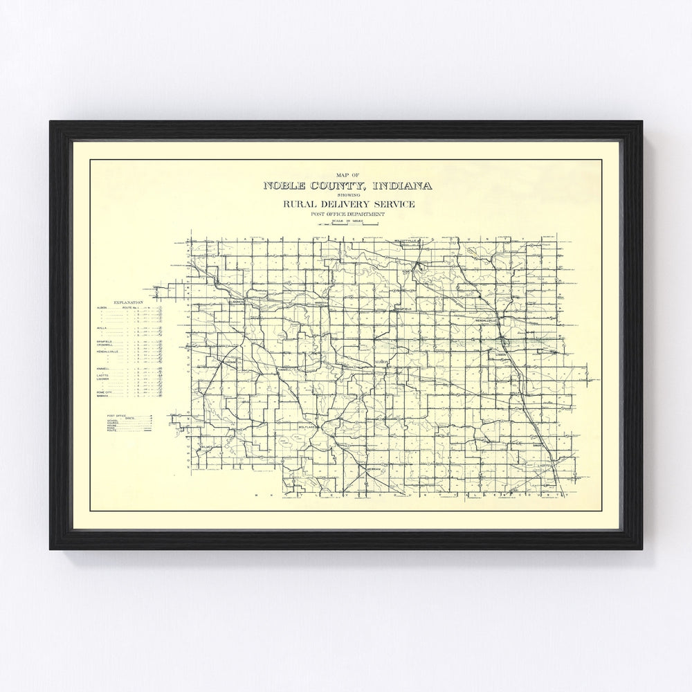 Noble County Vintage Map 1909