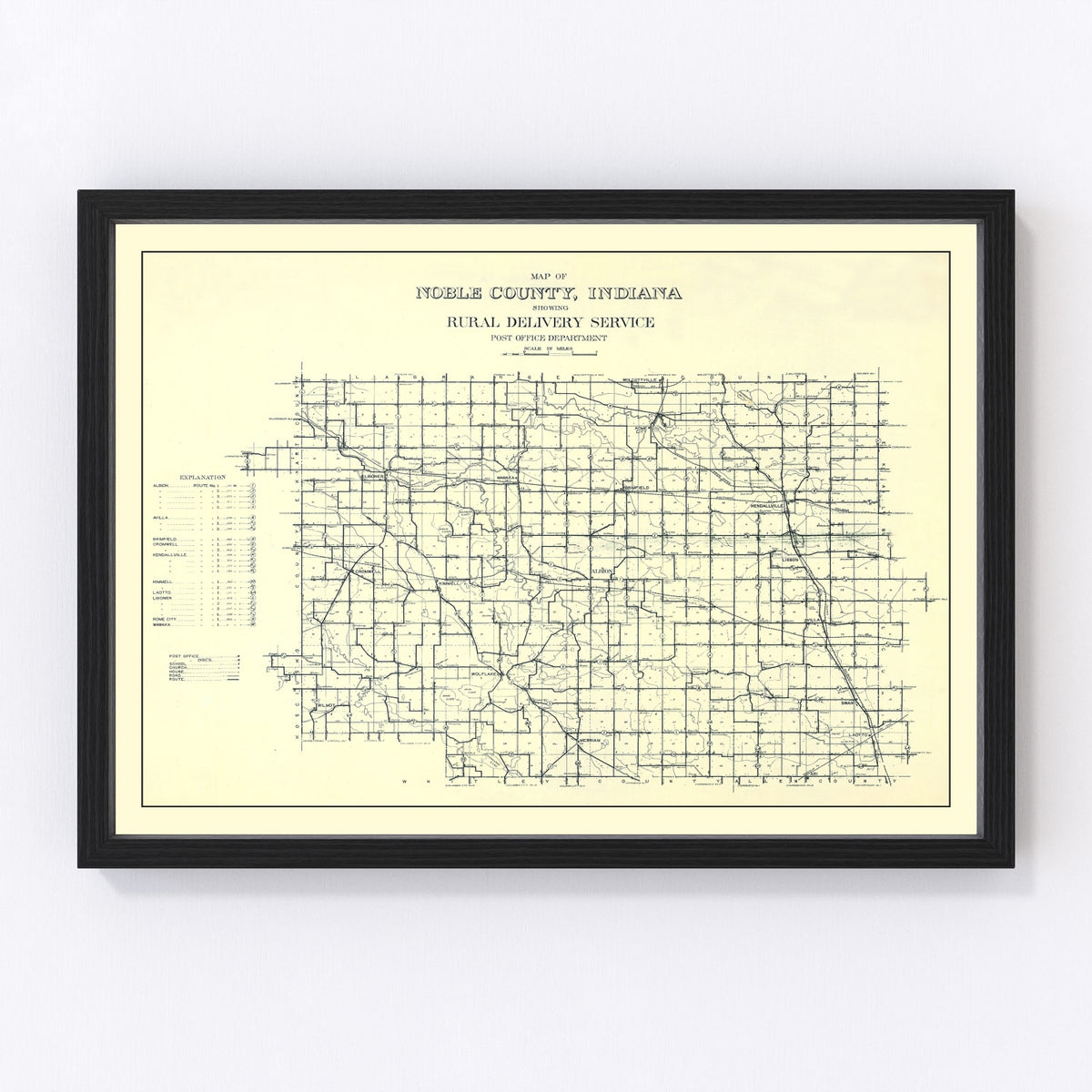 Noble County Vintage Map 1909