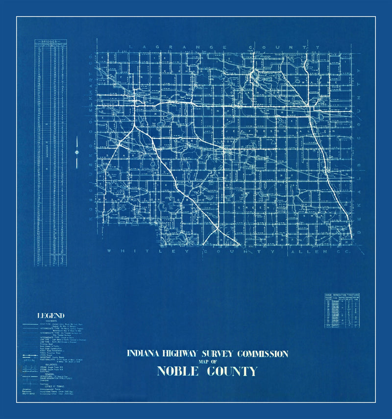 Size comparison using Vintage Map of Noble County, Indiana 1936