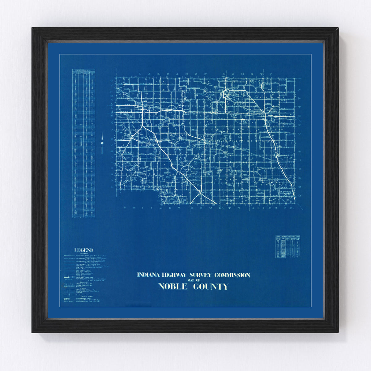 Noble County Vintage Map 1936