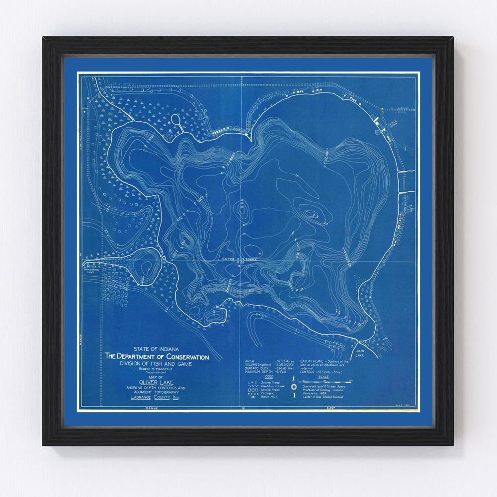 Oliver Lake Vintage Map 1925