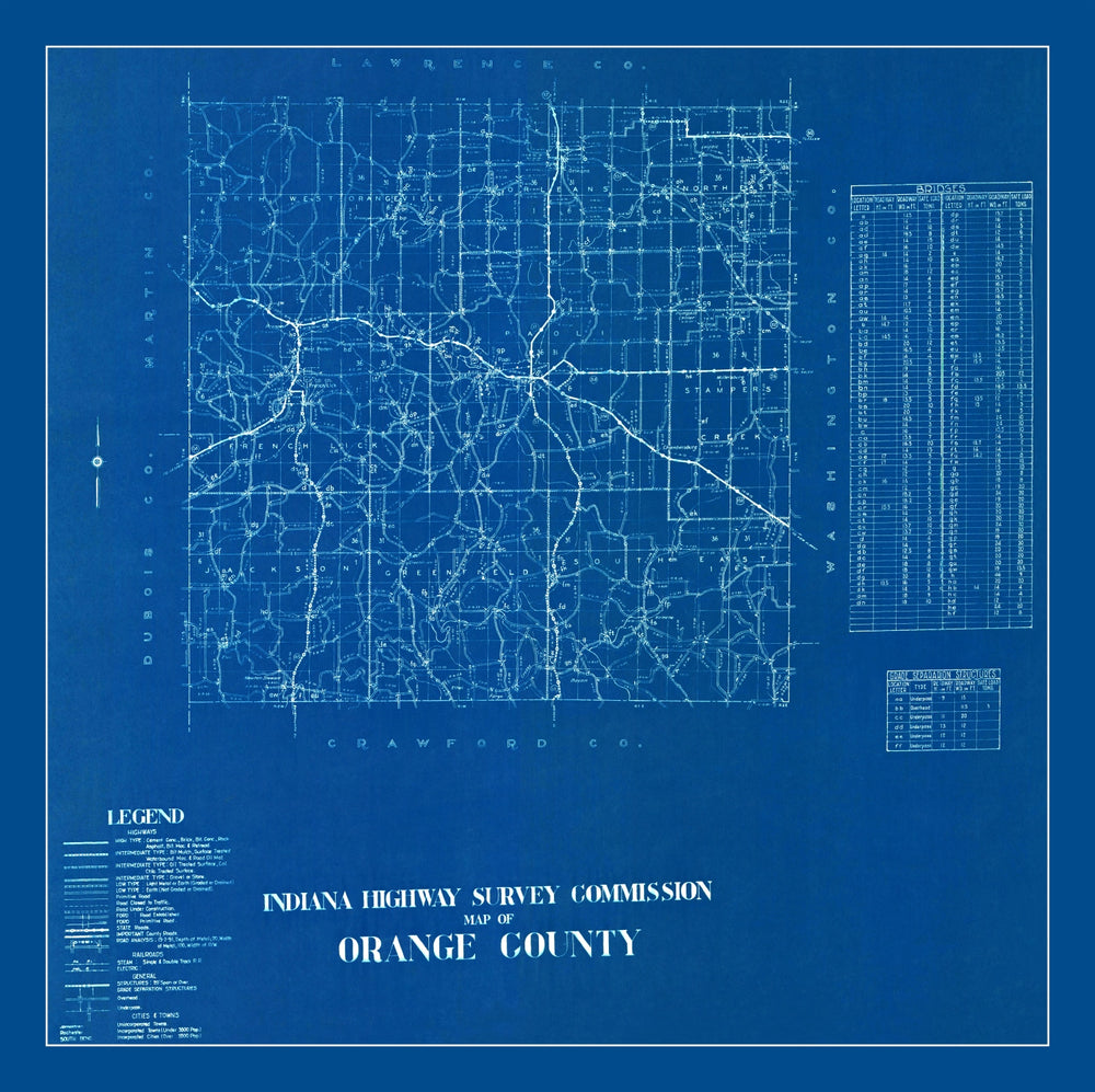 Vintage Map of Orange County, Indiana 1936 print style example