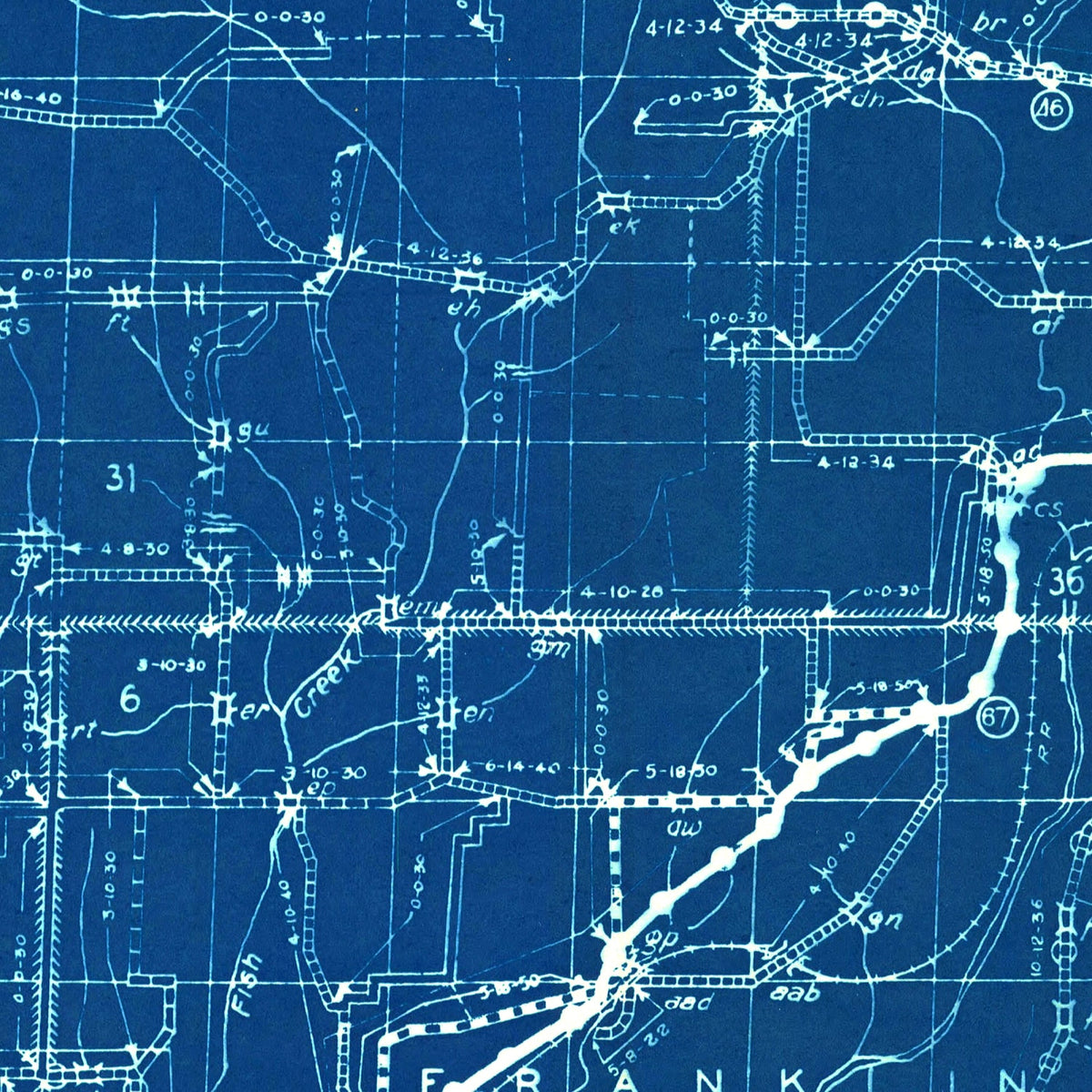 Restored historic details from the 1936 county map of Owen County, Indiana