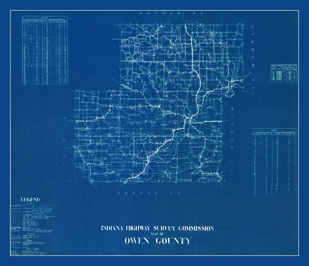Vintage Map of Owen County, Indiana 1936 print style example