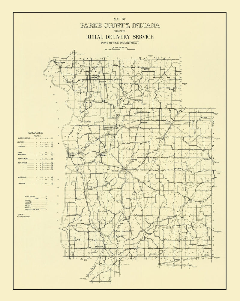 Size comparison using Vintage Map of Parke County, Indiana 1911