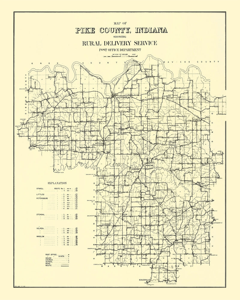 Size comparison using Vintage Map of Pike County, Indiana 1910
