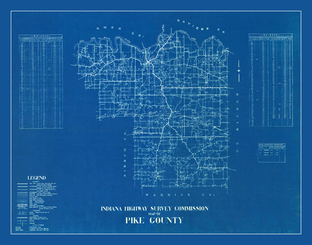 Vintage Map of Pike County, Indiana 1936 print style example