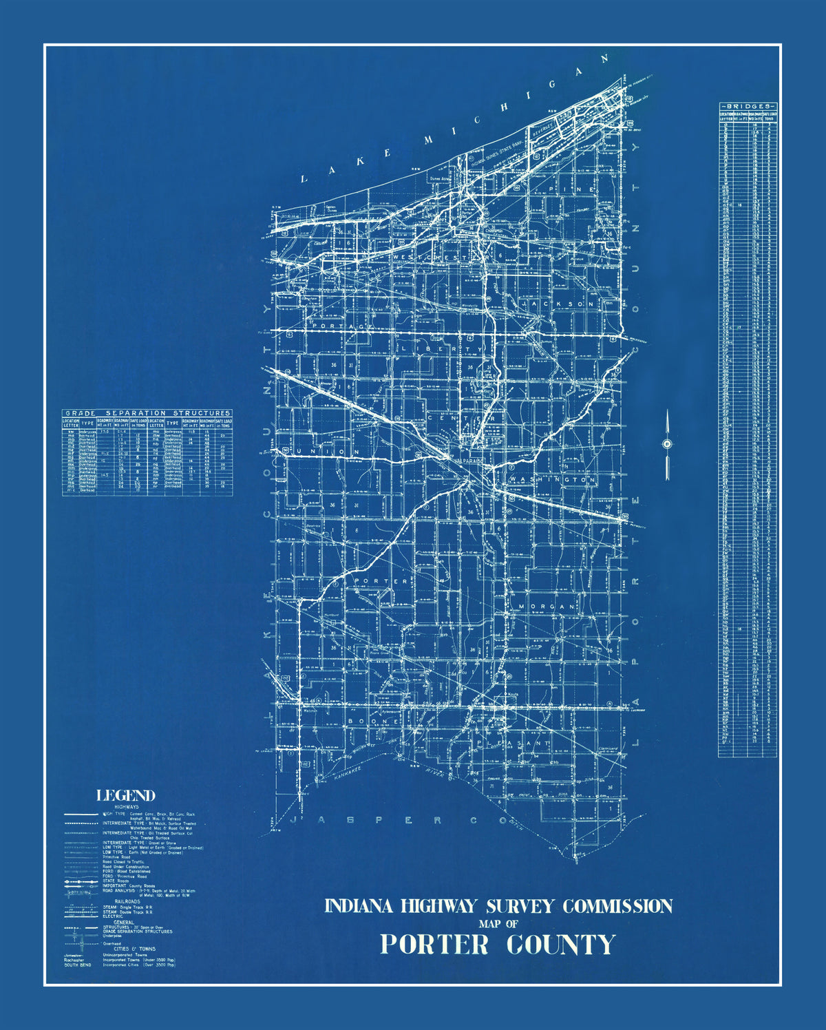 Preview of Vintage Map of Porter County, Indiana 1936