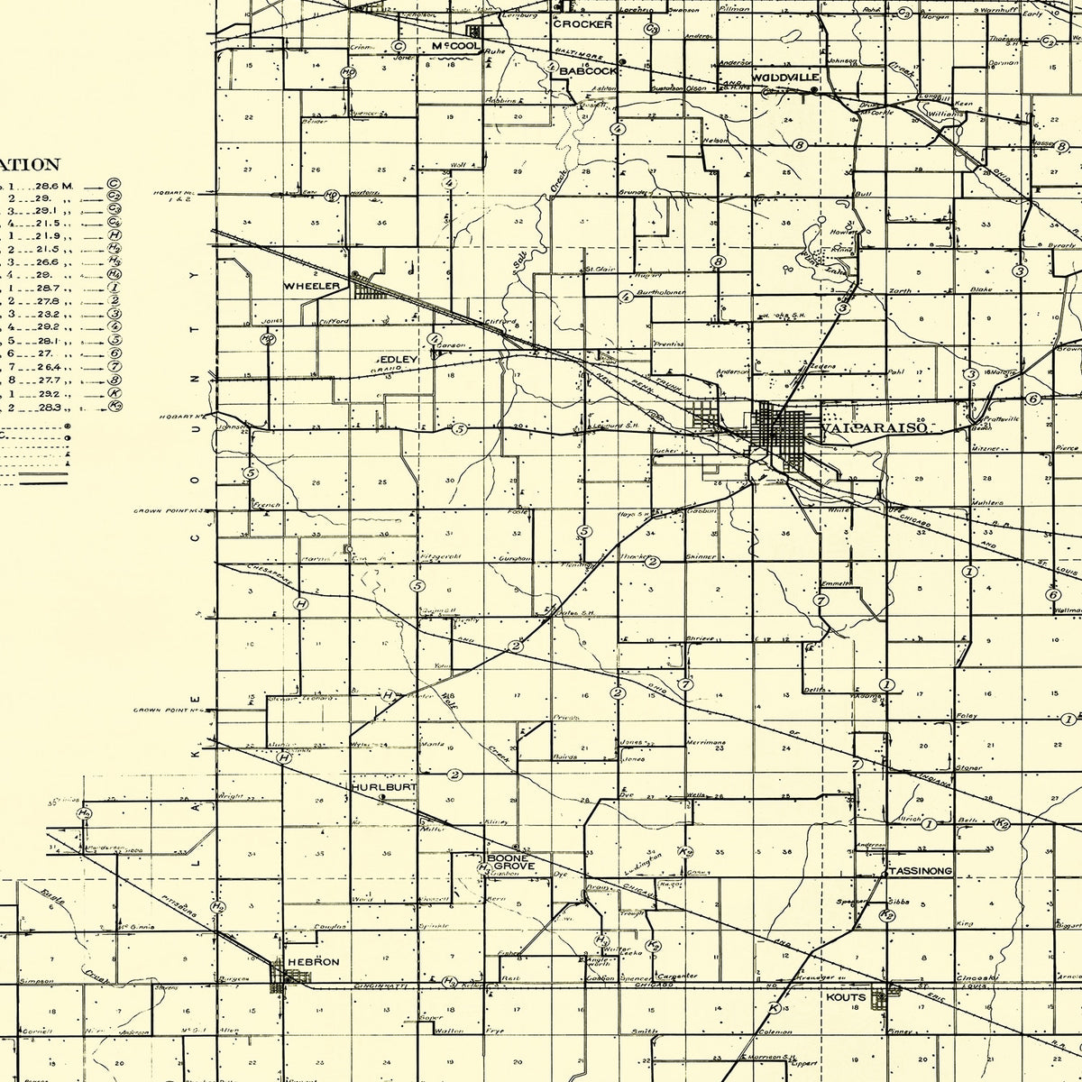 Restored historic details from the 1911 county map of Porter County, Indiana