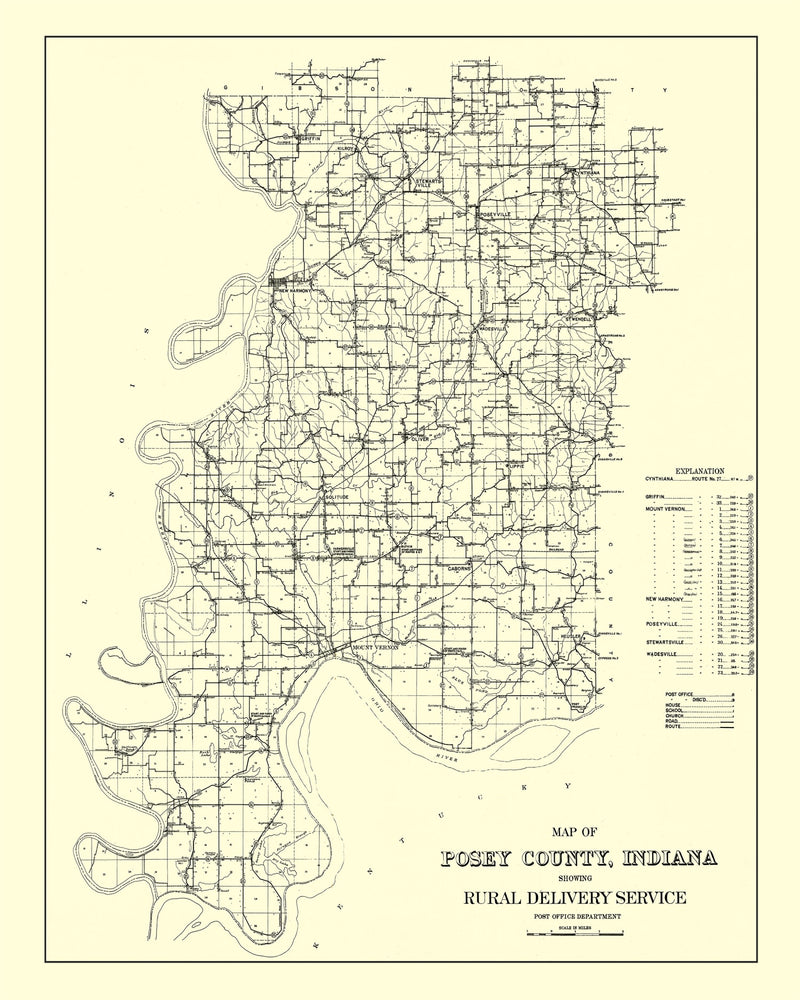 Size comparison using Vintage Map of Posey County, Indiana 1909