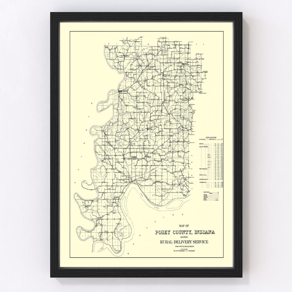 Posey County Vintage Map 1909