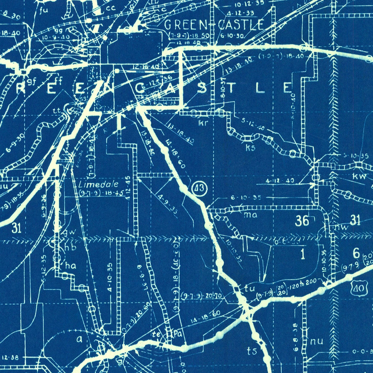 Restored historic details from the 1936 county map of Putnam County, Indiana