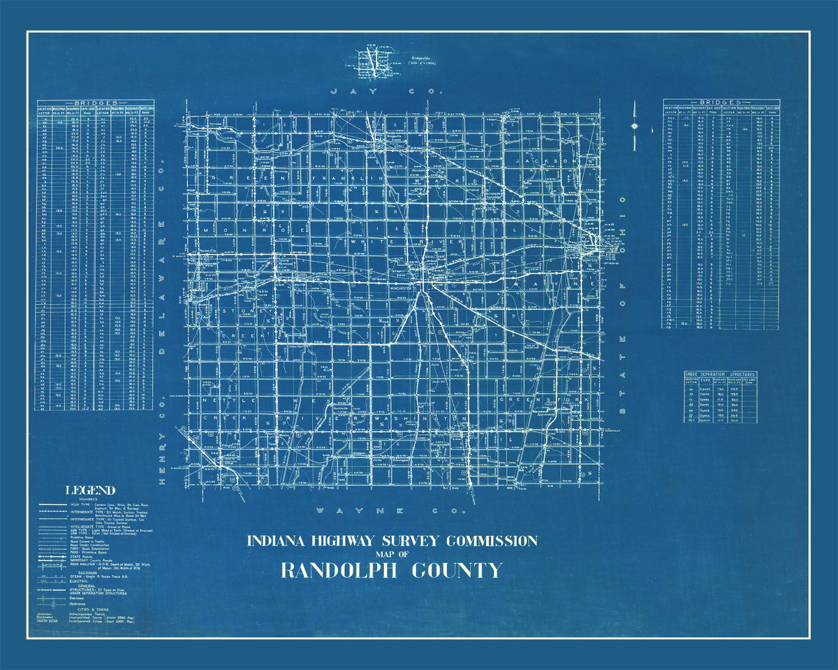 Preview of Vintage Map of Randolph County, Indiana 1936