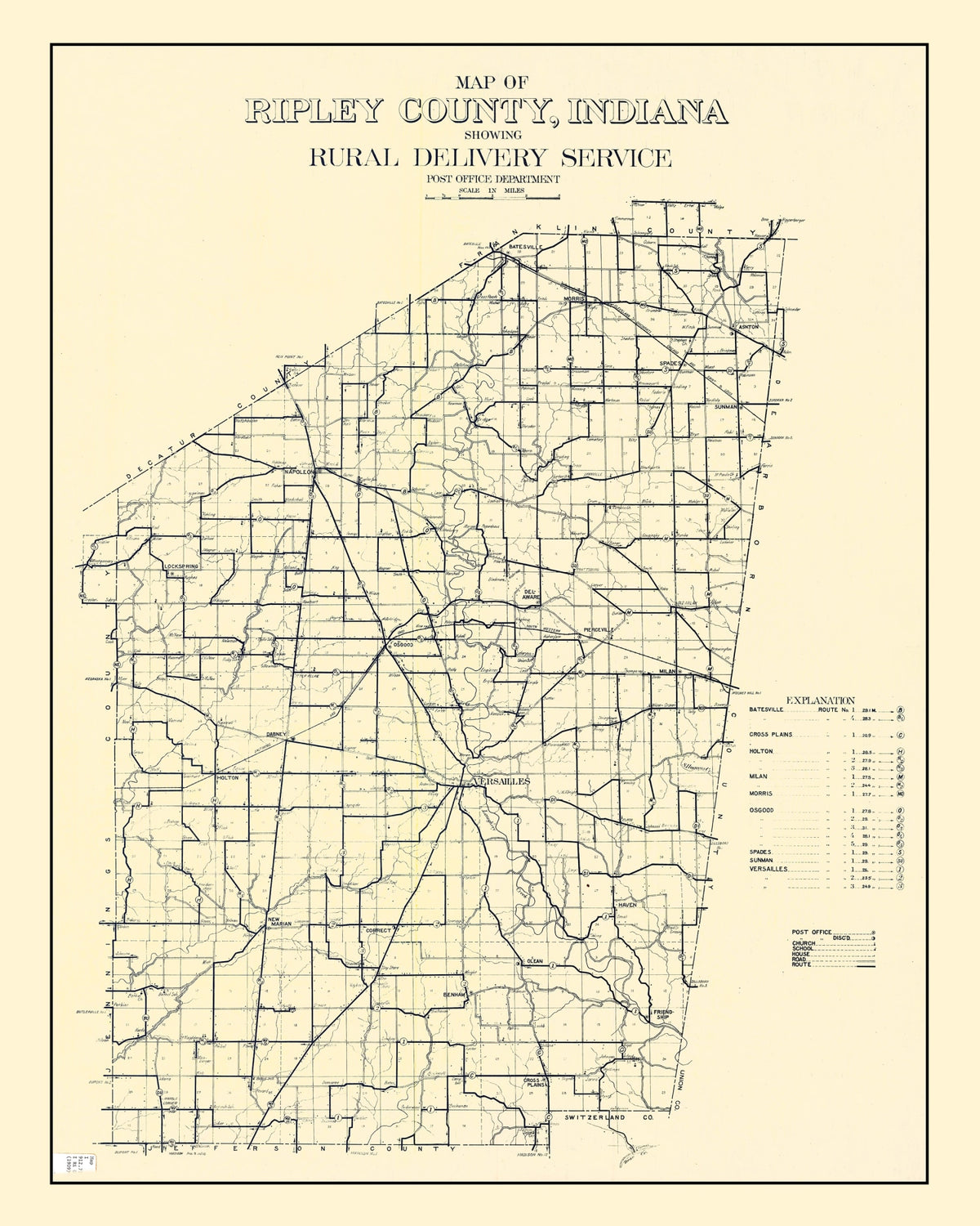 Preview of Vintage Map of Ripley County, Indiana 1909