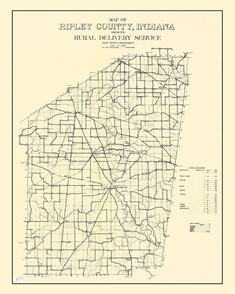 Size comparison using Vintage Map of Ripley County, Indiana 1909