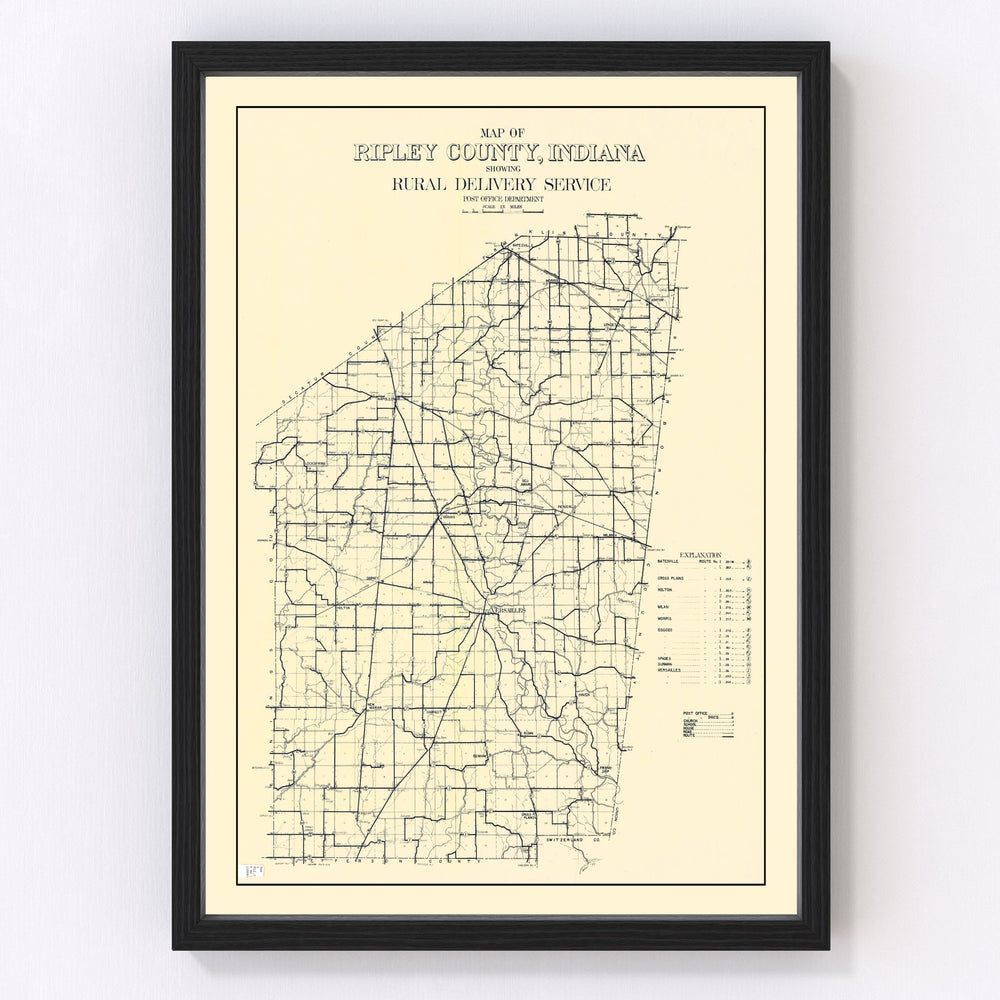 Ripley County Vintage Map 1909