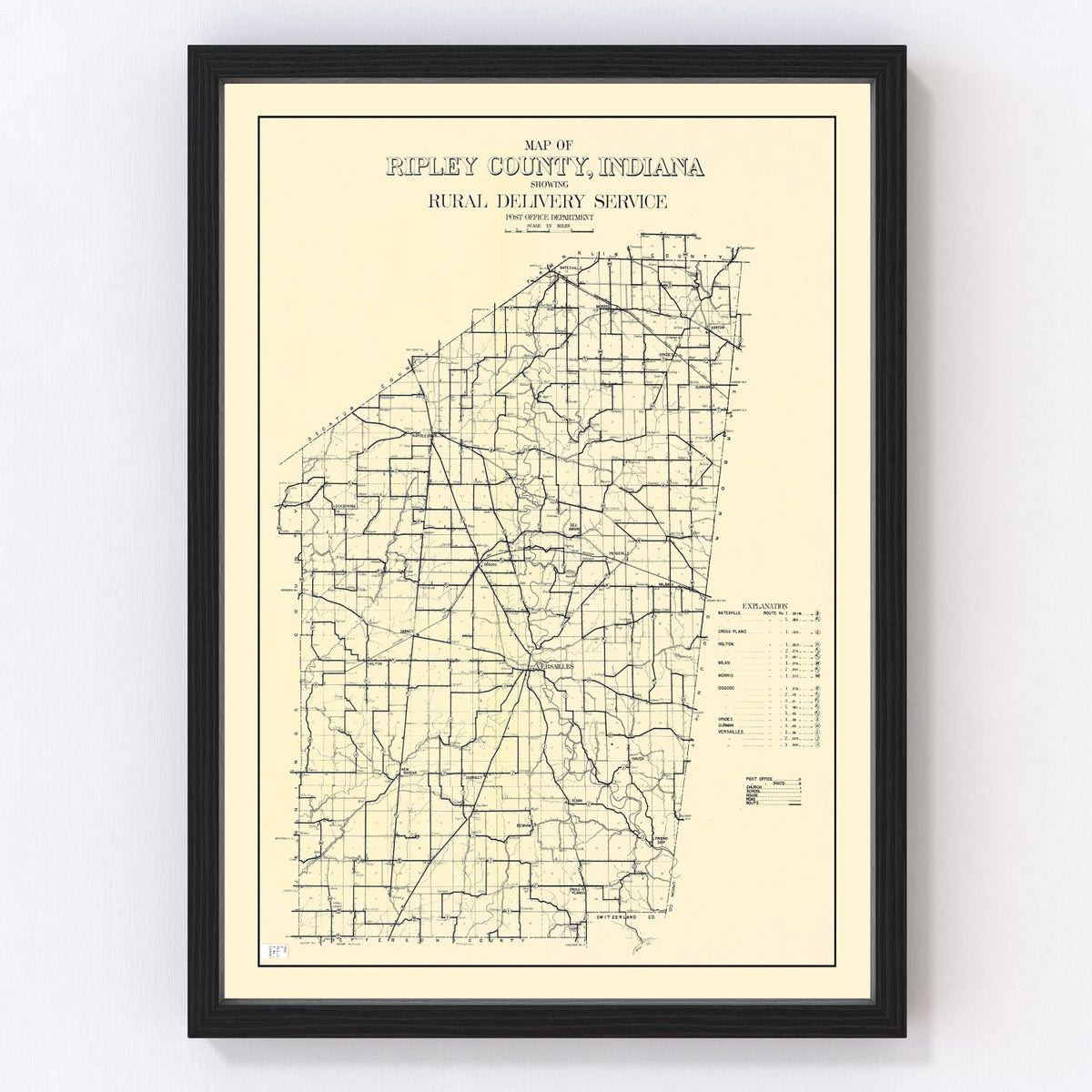 Ripley County Vintage Map 1909