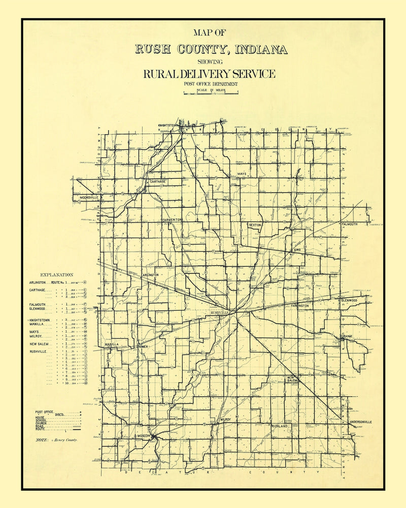 Size comparison using Vintage Map of Rush County, Indiana 1909