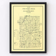 Rush County Vintage Map 1909