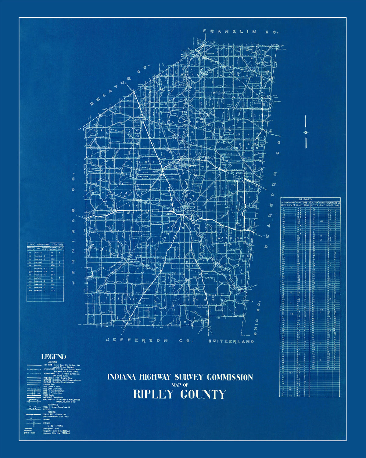 Preview of Vintage Map of Ripley County, Indiana 1936