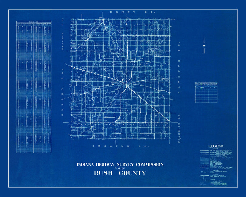 Size comparison using Vintage Map of Rush County, Indiana 1936