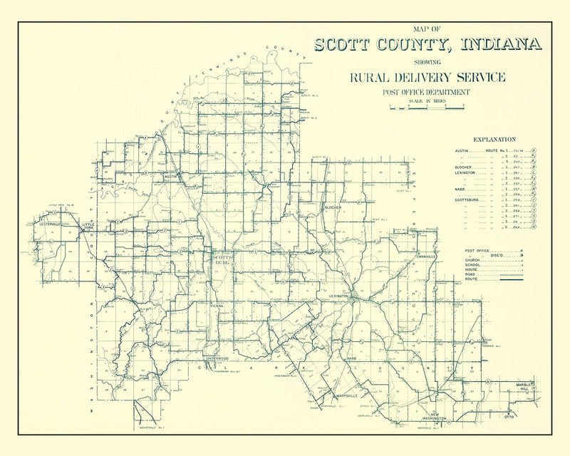 Size comparison using Vintage Map of Scott County, Indiana 1910