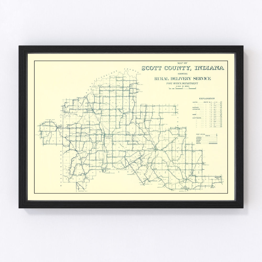 Scott County Vintage Map 1910