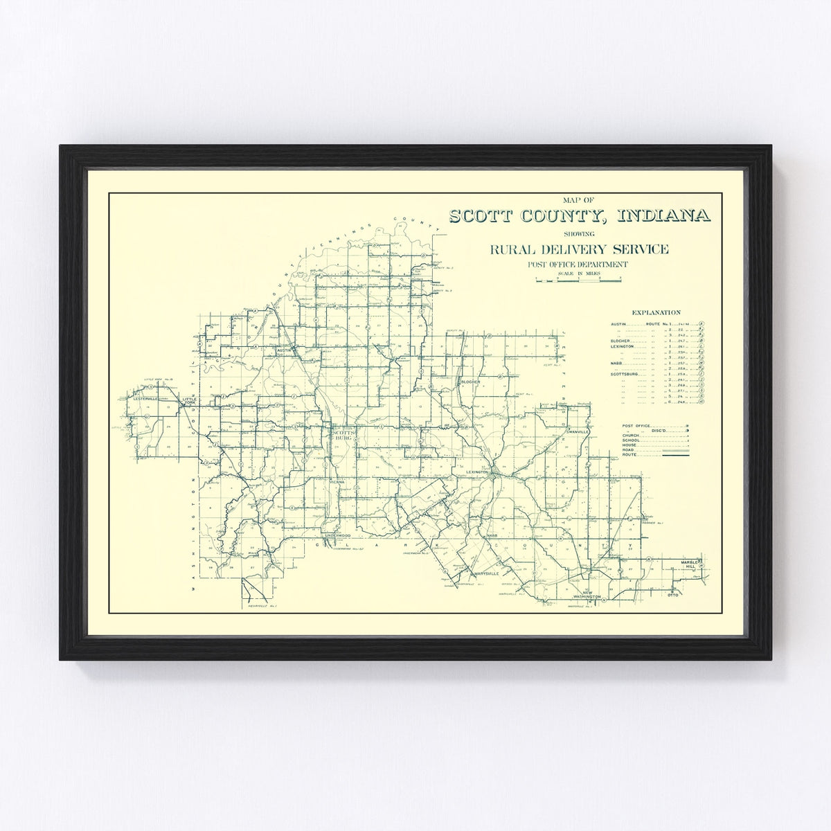 Scott County Vintage Map 1910