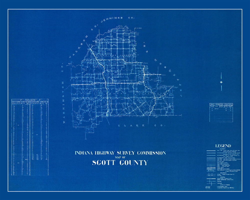 Vintage Map of Scott County, Indiana 1936 print style example